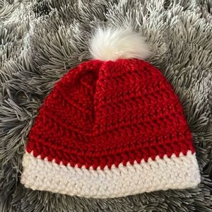 Handmade crochet Christmas Santa hat pom Pom teen - adult small